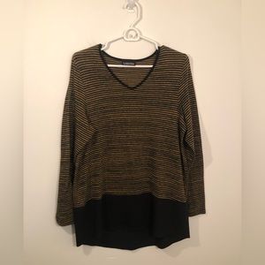 Lasania Tunic Top Black and Brown Stripe with Color Block Bottom